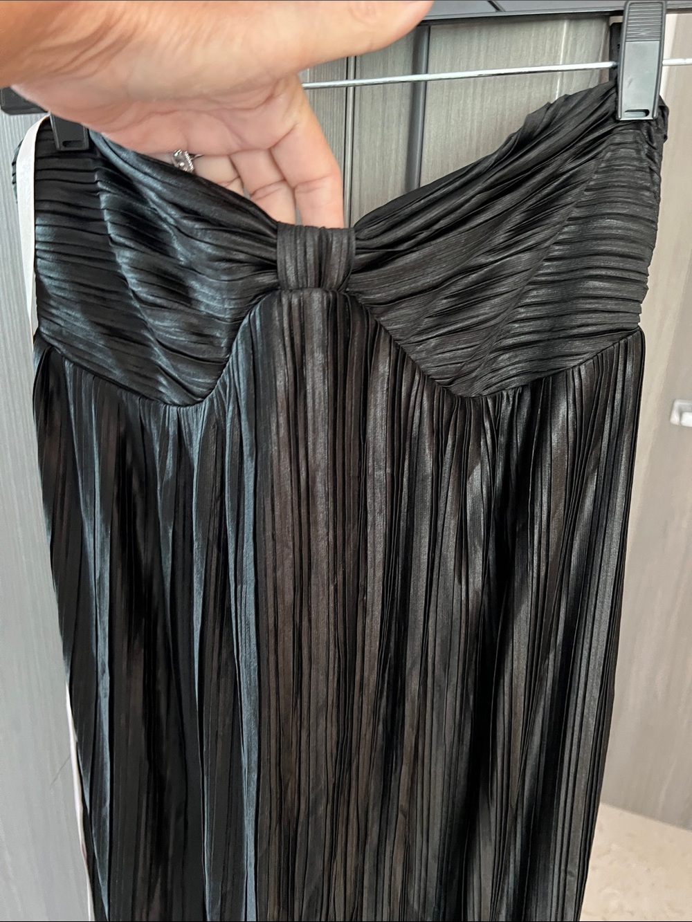 NWT LULUS whimsical beauty plisse strapless maxi dress black XL - Picture 8 of 10